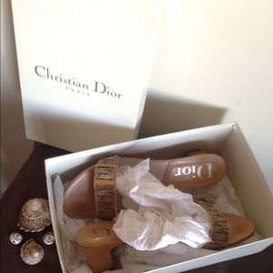 Christian Dior beige logo mule